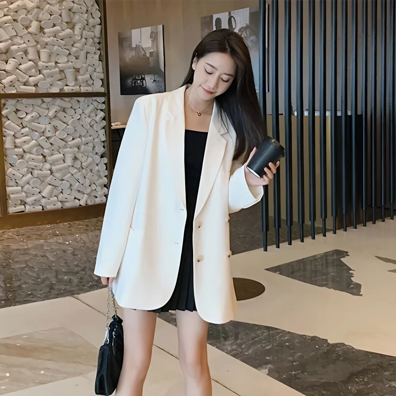 

Korean Popular Clothes Old Money Style Woman Black Blazer Lady Coat Classy Sensation Wine Turn Down Warm Quality Outer Pleated