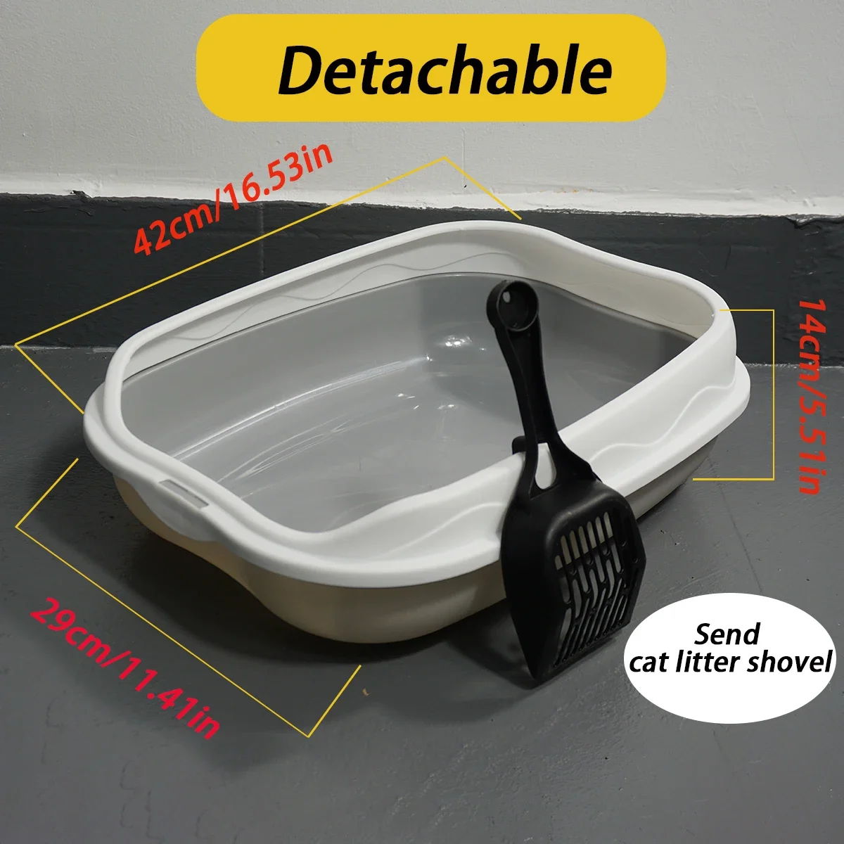 Cat Litter Box Portable Bedpan Removable Semi Closed Kitty Litter Pan Potty Toilet for Rabbit Medium Large Cats Small Animals