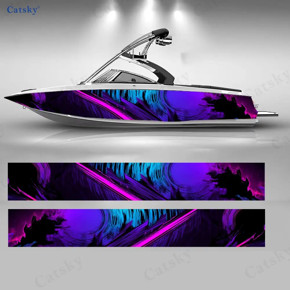 Dark Realm Glow Stream Boat Stickers, PVC Waterproof Durable Vinyl Wrap Decals for Fishing Boats, Durable and Stylish Design