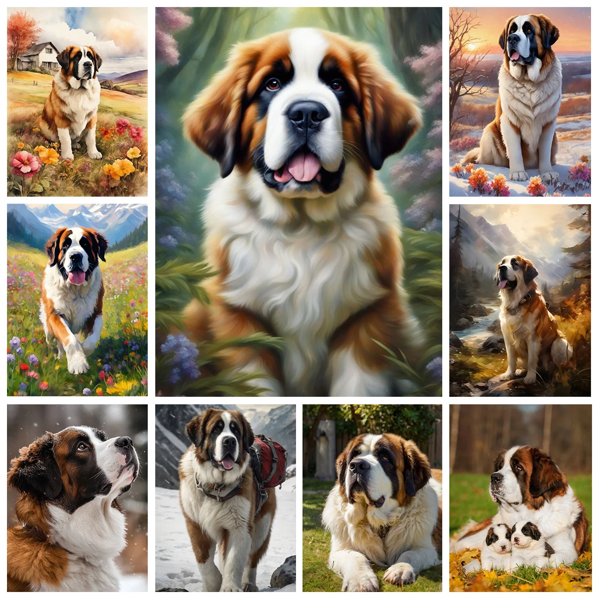 

Saint Bernard DIY цифровая картина маслом красочная ручная роспись украшение дома стены простые поделки