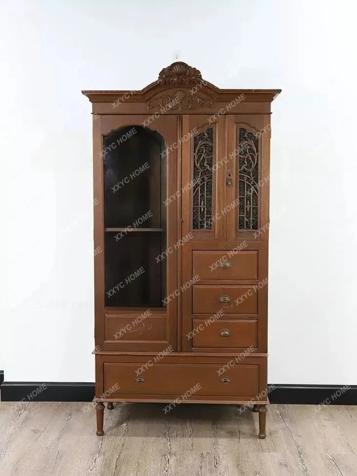 Colored floral glass wine cabinet, filing cabinet, old modern homestay bar pocket cabinet