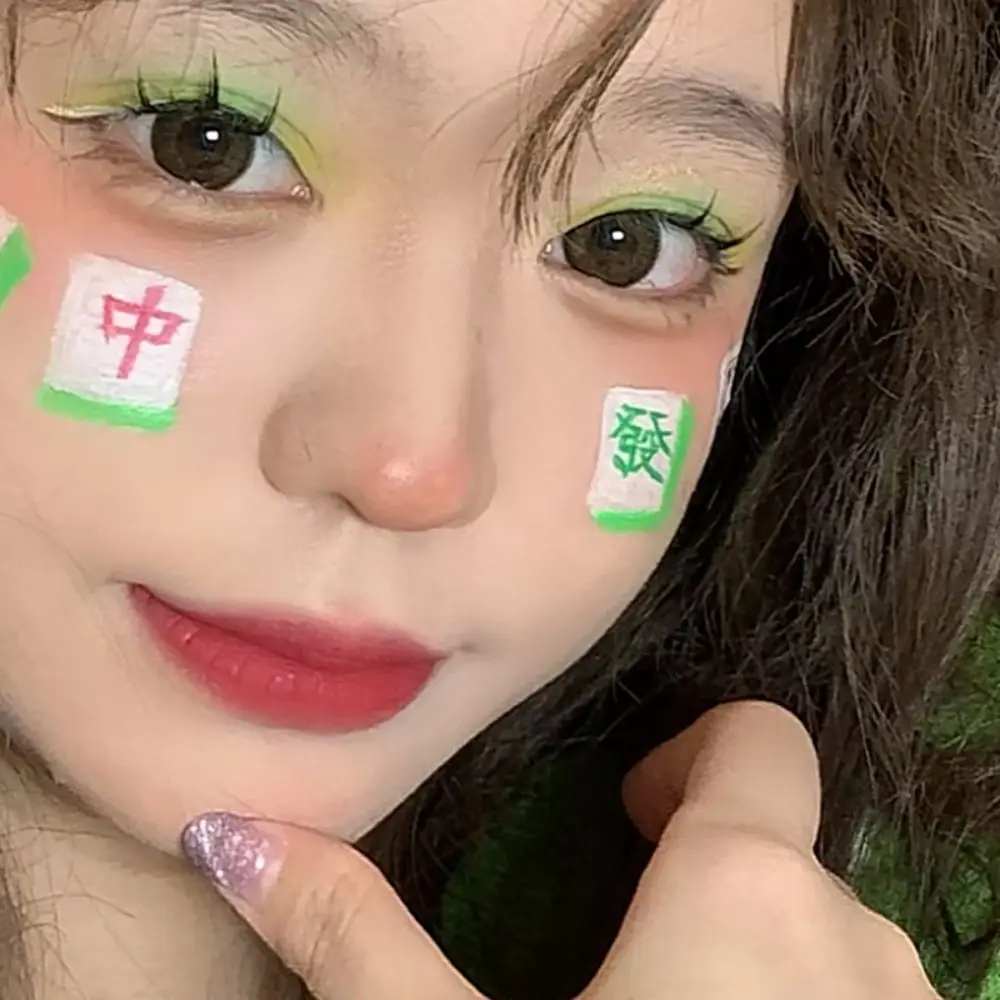 Waterproof New Year Makeup Stickers Long Lasting Body Art New Year Face Tattoo Cartoon Cute Cheek Temporary Tattoo