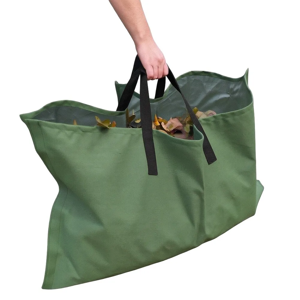 144 x 144 cm Reusable Garden Leaf Bag Fabric Yard Waste Collection Bag with Wide Opening and Robust Carry Handles