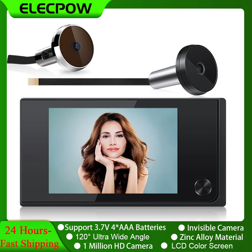 Elecpow 3.5Inch Door Peephole With Camera Smart Home Digital Door Eye Viewer 120° HD LCD Home Security Wireless Doorbell Monitor