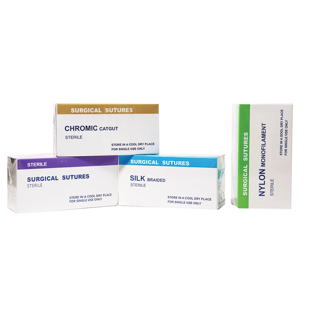 Sutura de seda quirúrgica con aguja Sutura no absorbente USP2/0 3/0 4/0 75cm Polipropileno de nailon estéril médico trenzado negro