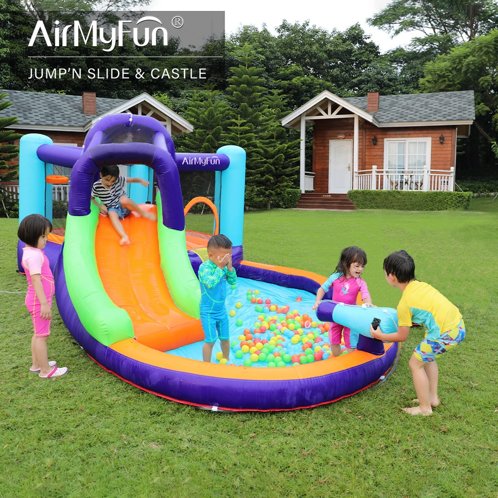 AirMyFun Summer Children Happy Home Party Water Inflatable Jump House Inflatable With Pool Outdoor Inflatable Bounce House
