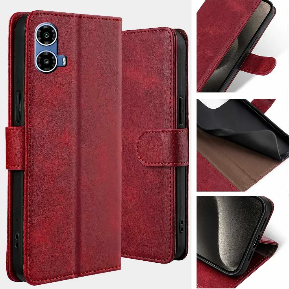 Moto G34 Protect Cover Leather Flip Wallet Case For Motorola G84 G34 G24 G14 G04 G54 5G Eur Edition Phone Bag With RFID Blocking