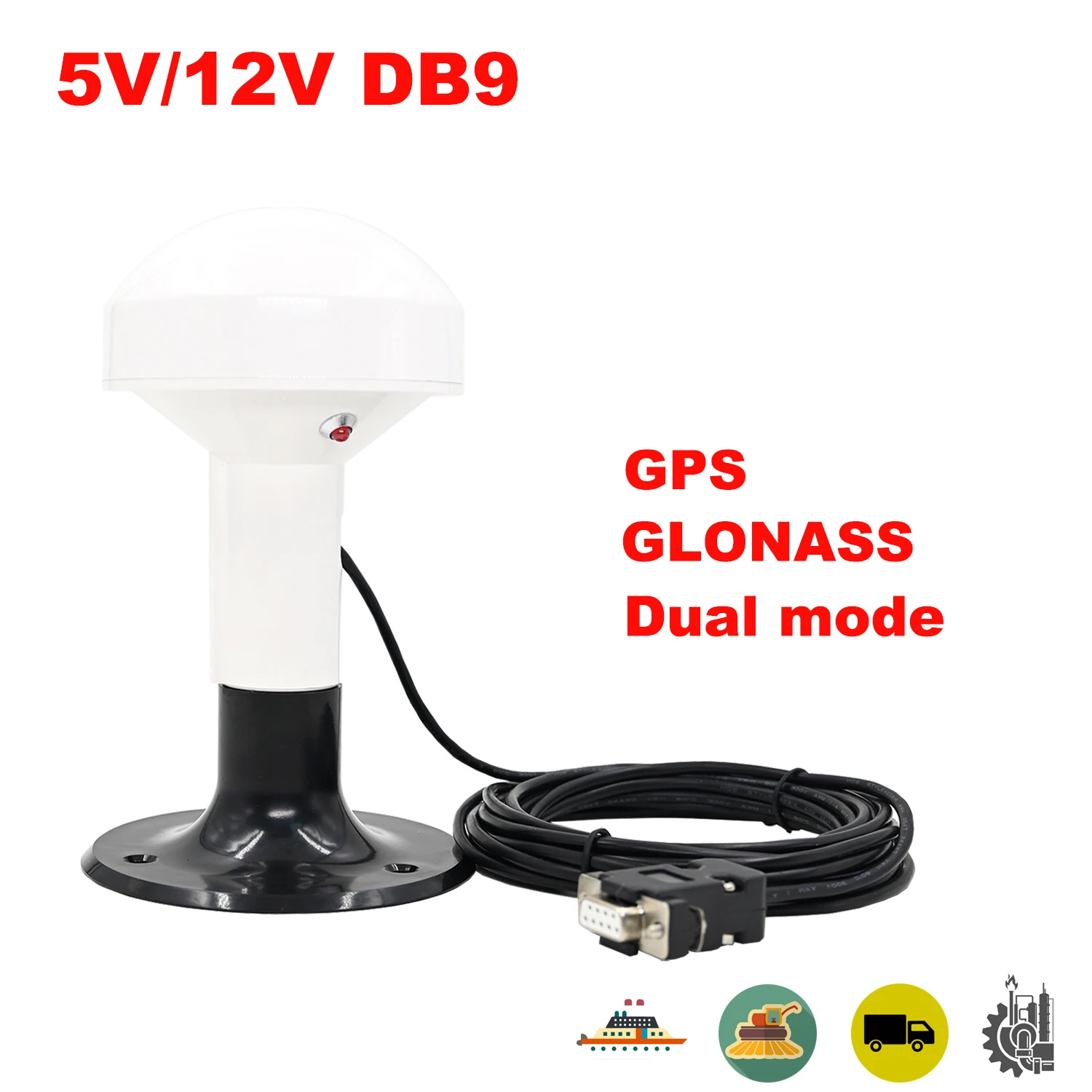 

VCC 12.0V NMEA0183 Industrial control GPS DB9 female RS232 GNSS Receiver Antenna Module GPS GLONASS Galileo,9600 Baudrate