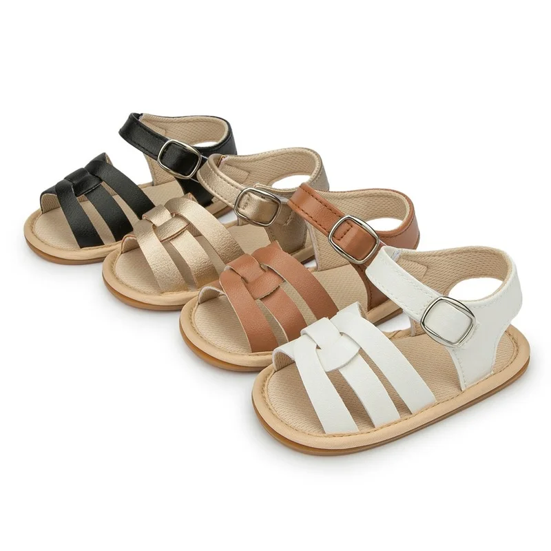 

Meckior Summer New Baby Boy Girl Sandals Baby Shoes PU Anti-slip Soft Rubber Sole Newborns First Walkers Beach Infant Sandals