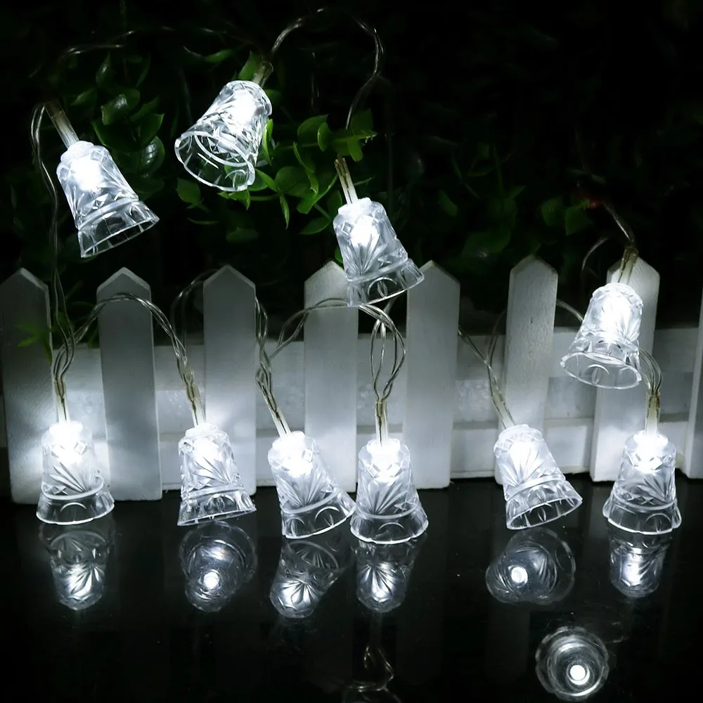 Guirxiété de mini cloches de Noël LED, lumières dégradées, guirlandes lumineuses, fête de Noël à piles, décoration d\'arbre pour la maison, 1.5m, 3m,