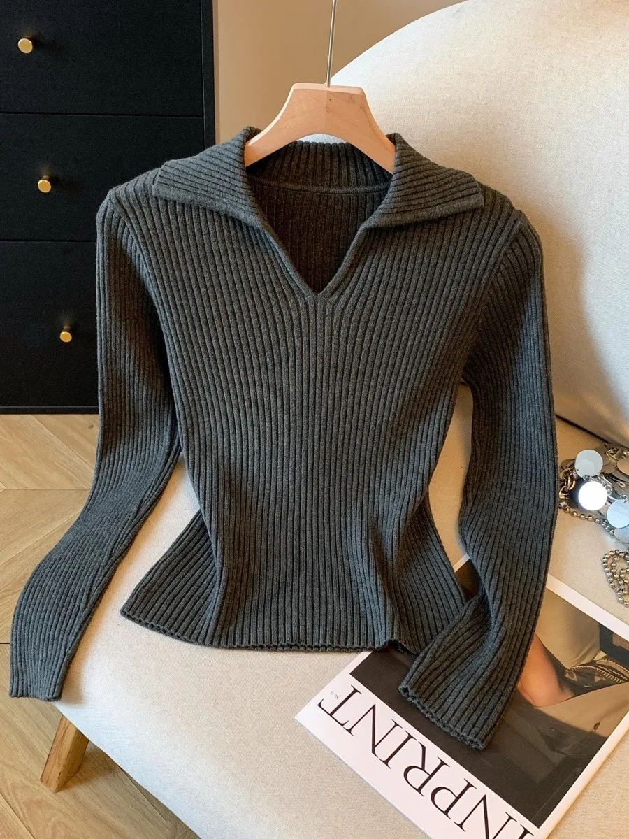 

Ay Вязаная женская осенне-зимняя внутренняя одежда, облегающий длинный свек с квадратным воротником, базовый слой, универсальный модный топ