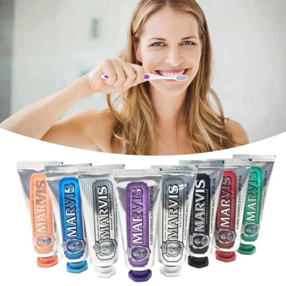 Зубная паста, 25 мл, Италия, оригинальное отбеливание марвиса, мята, освежение дыхания и удаление пятен дыма, зубная паста, отбеливание зубов ﻿
