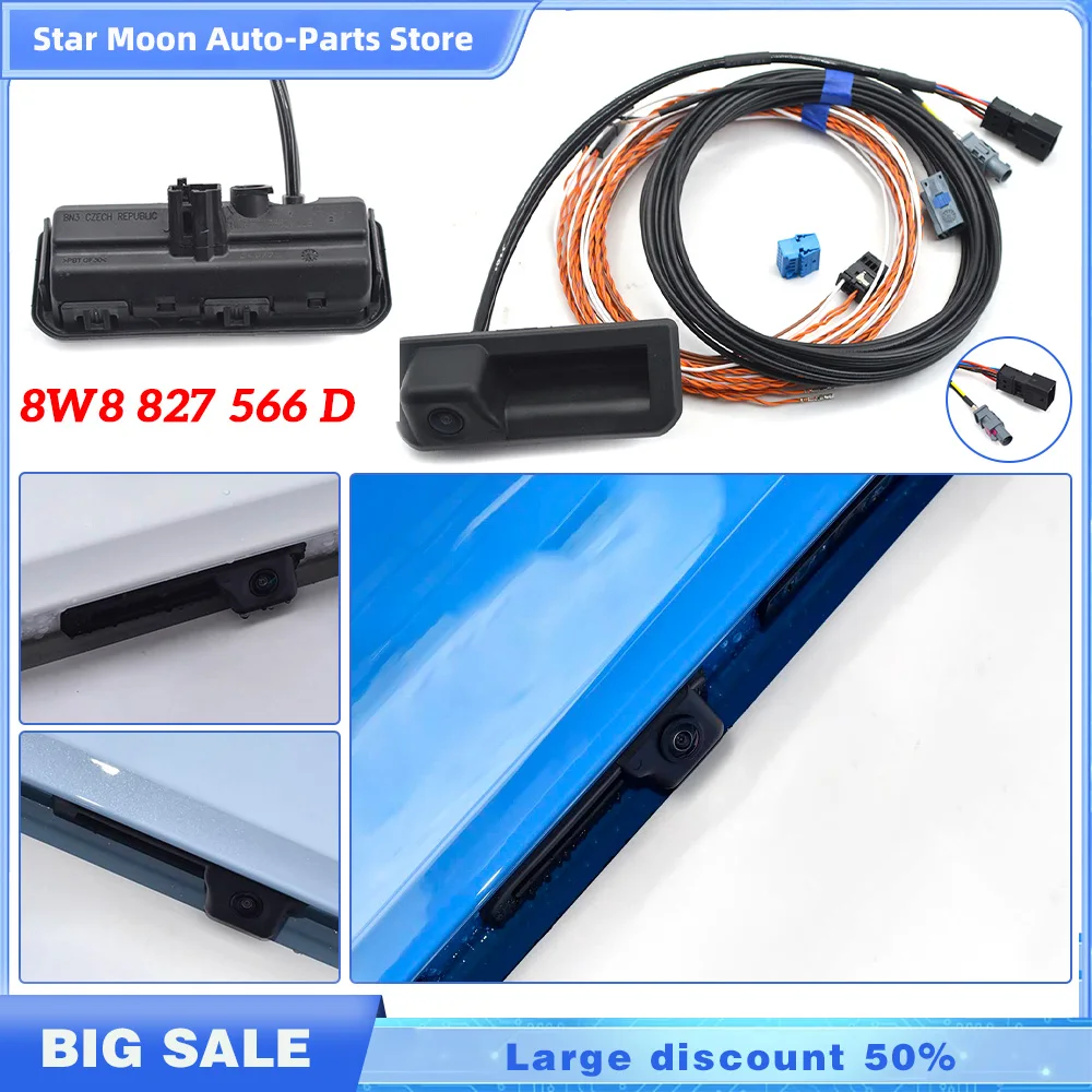 Original trajectory reverse image rear view camera with wiring harness 8W8827566D 8W8 827 566 D For Audi A5 S5