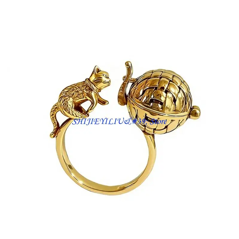 E21F Practical Cats Geometric Finger Rings Adjustable Open Rings Alloy Texture