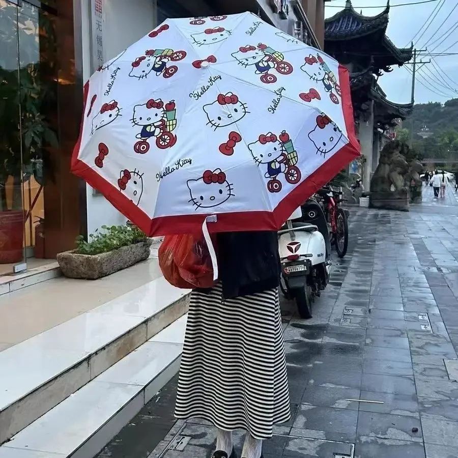 

Sanrio Kawaii Hello Kitty Fully Automatic Umbrella Anime Cartoon Cute Fashion Exquisite Durable Rain Shine Sunshade Sun Umbrella