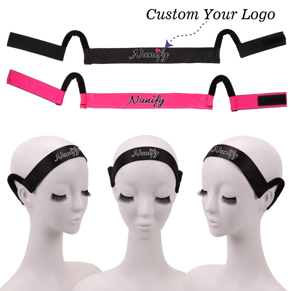 Nunify 10pcs No Slip Wig Band Elastic Satin Wig Band Custom Logo Soft Lace Melting Band Ear Protection Painless Adjustable Band