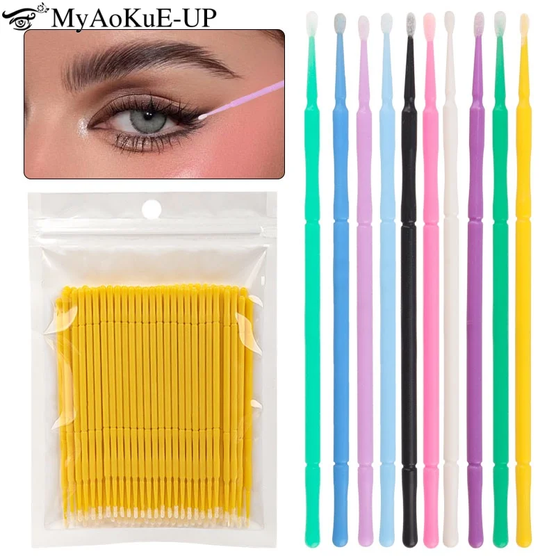 100pcs Disposable Eyelash Clean Brush Lash Extension Micro Brush Eyebrow Comb Mascara Wands Applicator Microbrush Makeup Tools