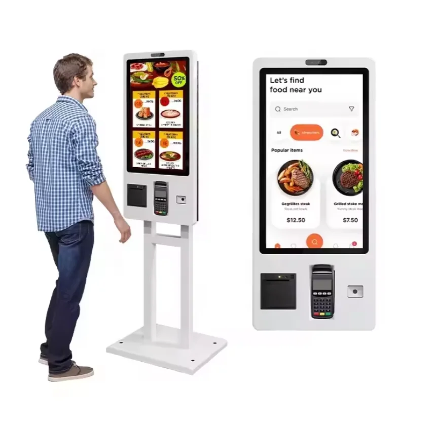 22" Touchscreen PCAP Self-Service Fast Food Order Kiosk QR Code Scanner Drucker für den Innenbereich für Fast Food