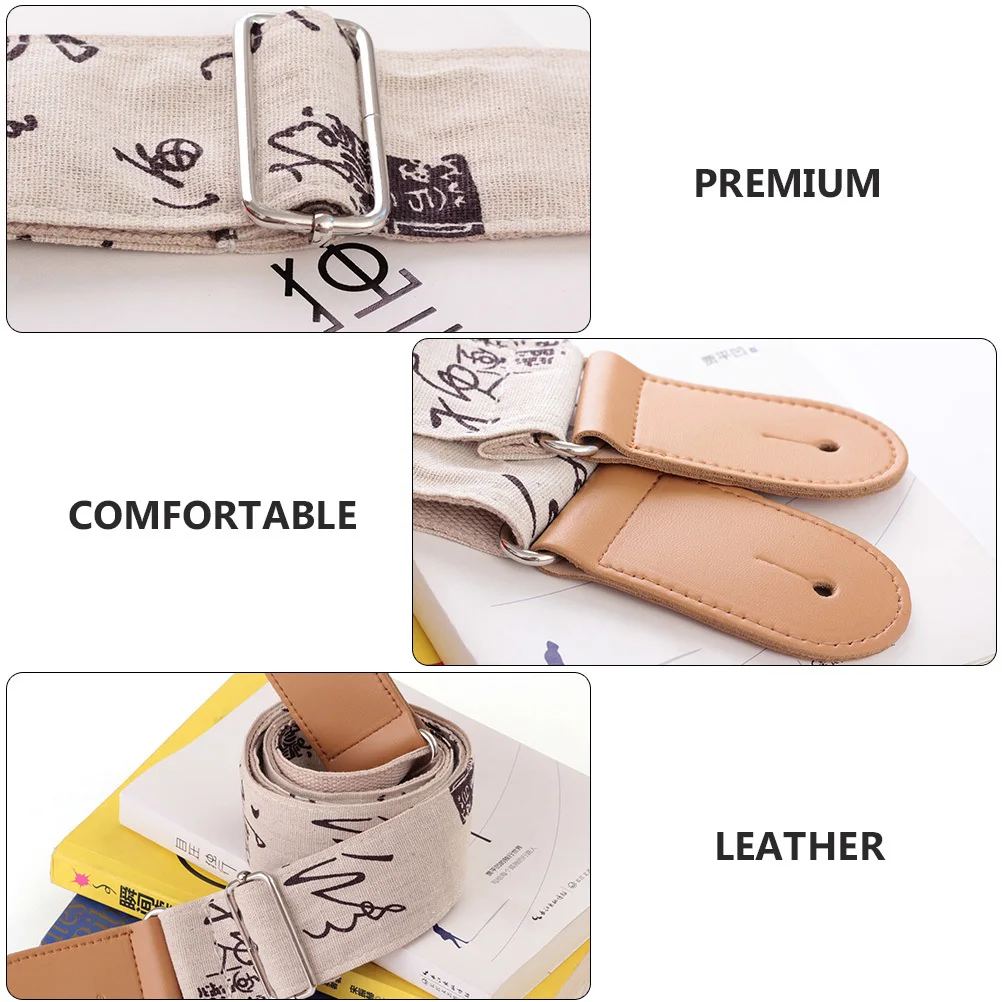 Sangle de guitare en coton et lin, tête Double couche réglable de Style chinois, Durable pour accessoires de guitare électrique basse