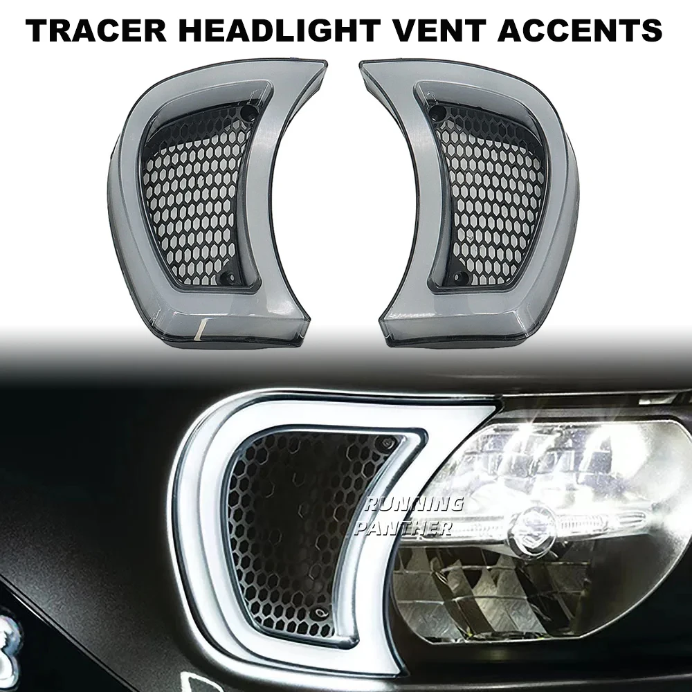 NEW Motorcycle Smoke White Tracer Headlight Vent Accent LED Indicator Lights For Harley Road Glides 15-UP 2023 2022 2021 2020