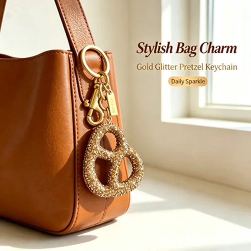 Lye Water Pretzel Bag Charm For Coach Handbag Sparkling Alkaline Bread Pendant Women's Keychain Accessories Personalized Gift