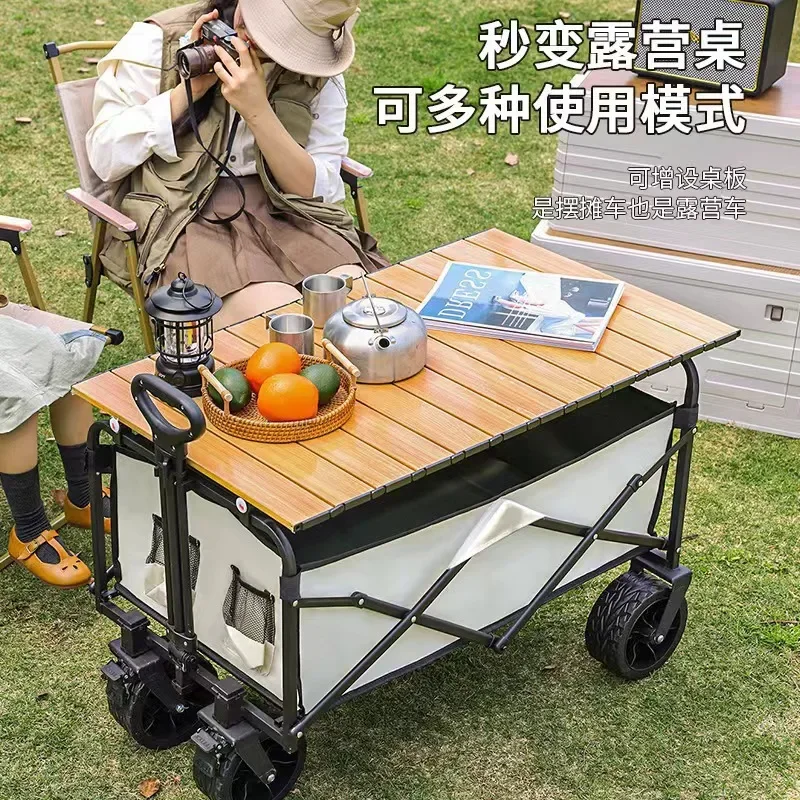 Outdoor foldable camper cart camper trolley picnic cart portable outing camping trolley trailer