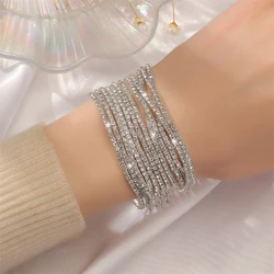 12pcs Personalized Sparkling Multi layer Bracelet Jewelry Bridal Wedding Elegant Dress Dressing Jewelry Accessories