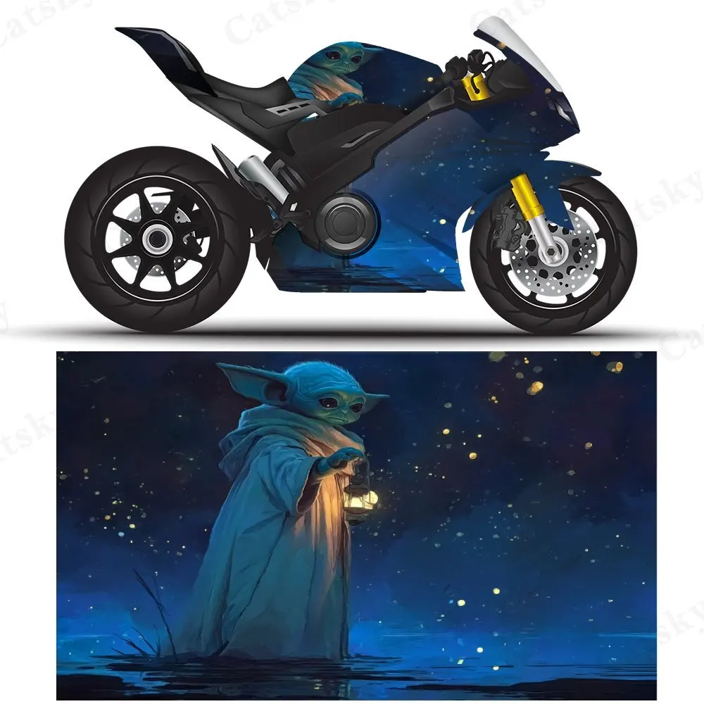 

Фонарь эльфы под ночным небом, материал ПВХ, самоклеящаяся водонепроницаемая наклейка для мотоцикла, автомобиля, надежная и противоизносная, водопроницаемая