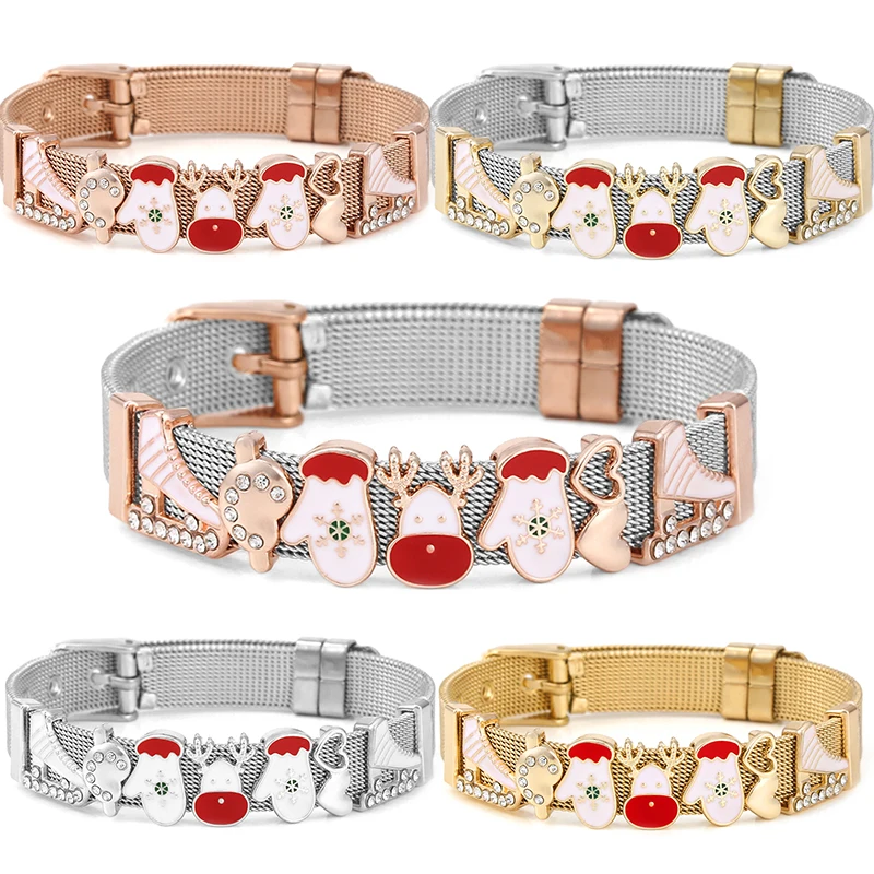Winter Hot Sale 10mm Glove Beads Charm Bracelets DIY Mesh Keeper Bracelets Pulseras Mujer For Women Men Christmas Jewelry Gift