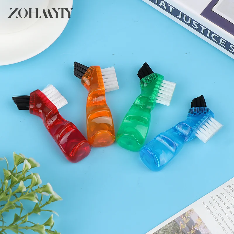 Denture Cleaning Brush Bristles & Ergonomic Rubber Handle Multi-Layered Bristles False Teeth Brush Oral Care Tool