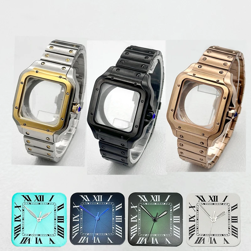 Mod 38mm NH35 Santo Watch Case and Strap Fit for 7S26 NH35 NH36 Watch Case Transparent Back Cover Case