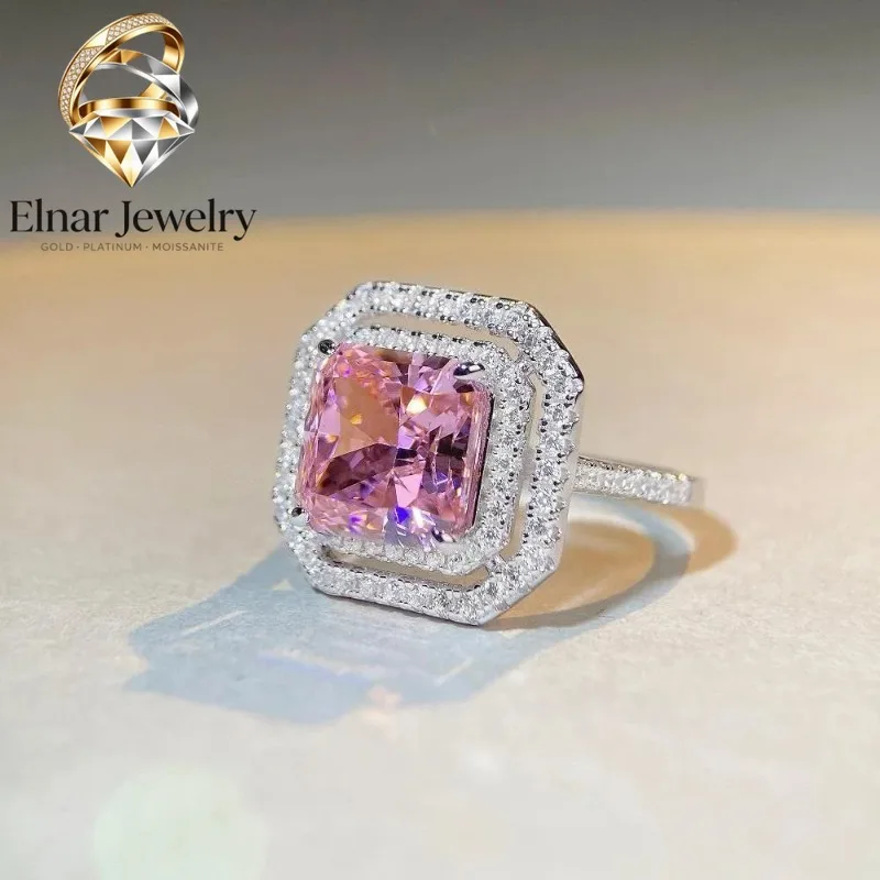 Elnar Jewelry Luxury Solid Platinum PT950 5 karat Powder Diamond Ring Women's Moissanite Ring