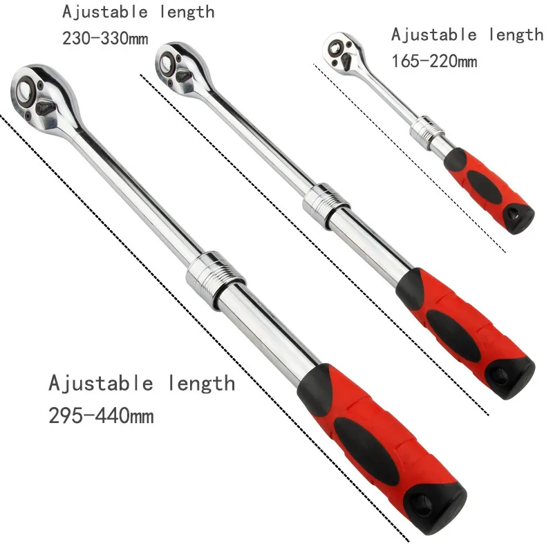 Clé à cliquet télescopique, douille réglable, clé Spblown, vélo, voiture, automobile, outil de réparation de garage, 72 dents, 1/2 en effet, 3/8 en effet, 1/4 en effet