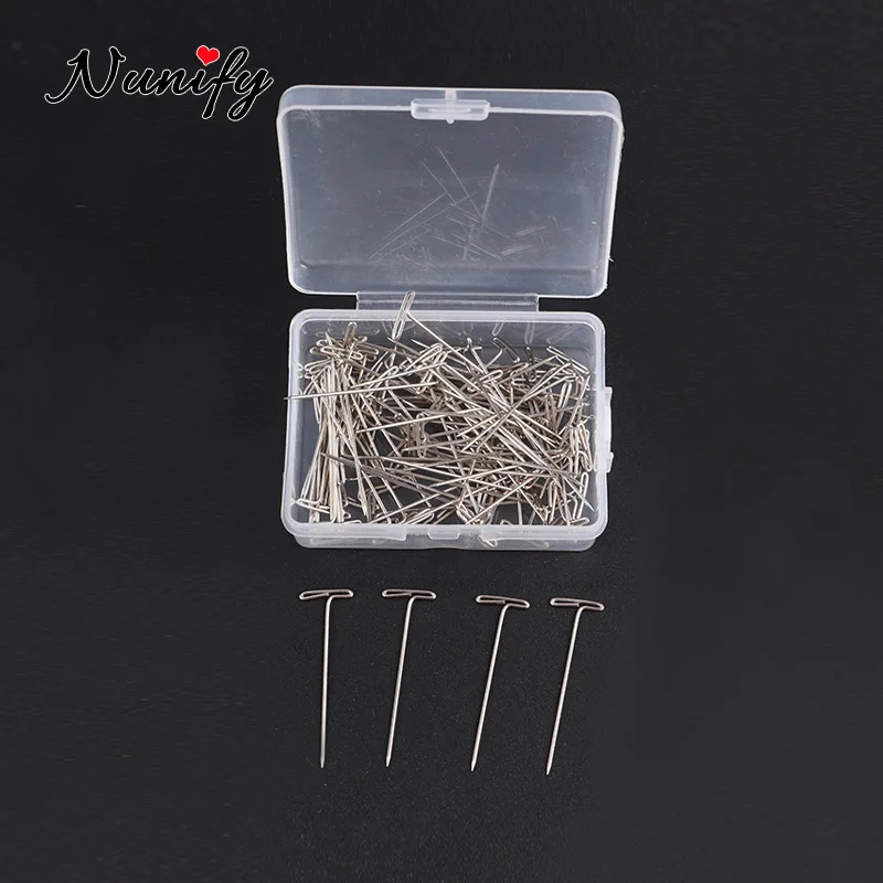 50/100pcs T kolíků pro paruky vytváření 38mm dlouhé t-pins použít na pěna hlava stříbro šicí vlasy jehlice stylingový nářadí paruka vytváření souprava nunify