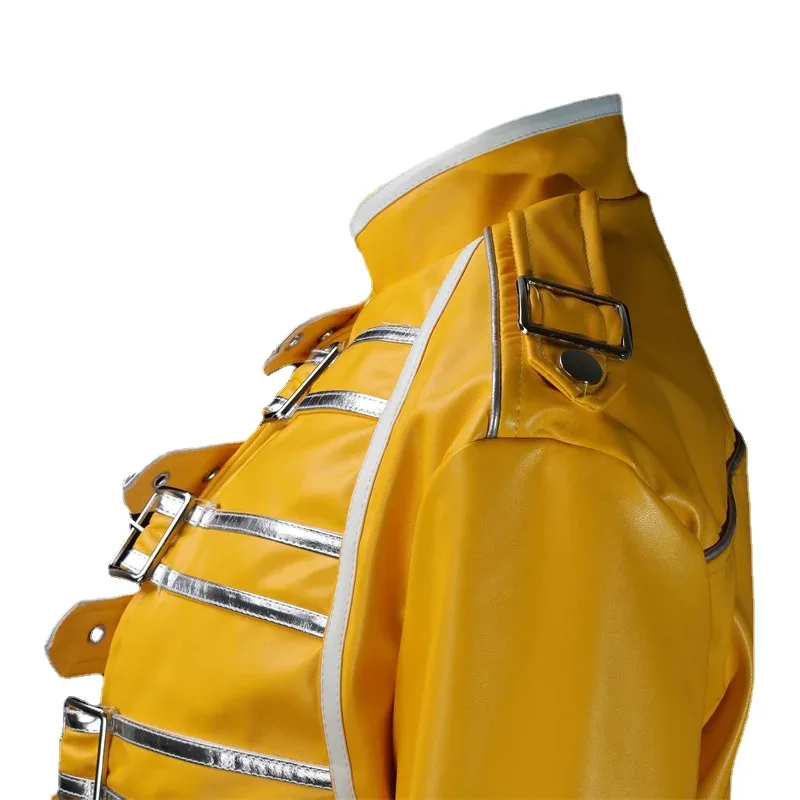 الملكة الرصاص غناء فريدي ميركوري تأثيري حلي الأصفر بولي Coat معطف مجموعة كاملة موحدة رجل امرأة كرنفال حفلة تنكرية الكرة البدلة #6