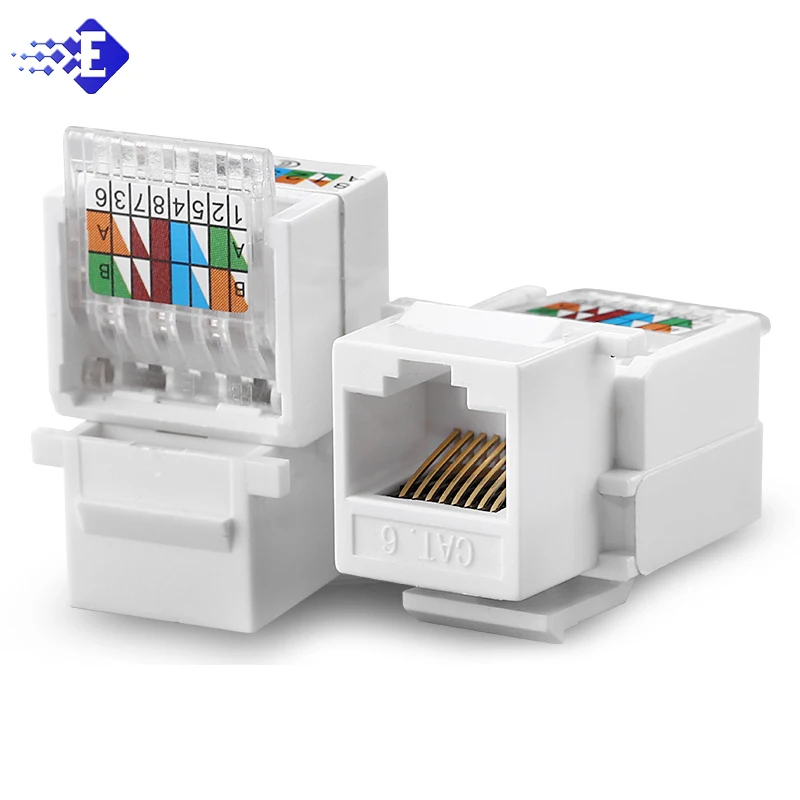 RJ45 Cat6 Cat5e UTP Keystone ตัวเมียอะแดปเตอร์สายเชื่อมต่อสัญญาณสำหรับติดผนังแผ่น wisted คู่ RJ-45เครือข่ายอินเทอร์เน็ตสาย LAN อีเธอร์เน็ต