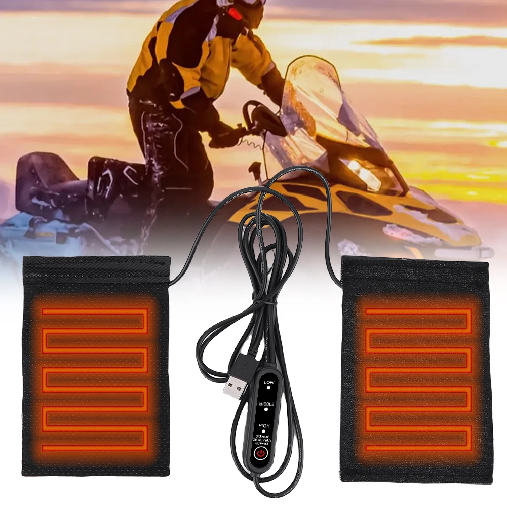 12 فولت USB دراجة نارية التدفئة غطاء المقود 3 التروس ساخنة Handgrip تسخين كهربائي غطاء مقبض دراجة نارية الملحقات #5