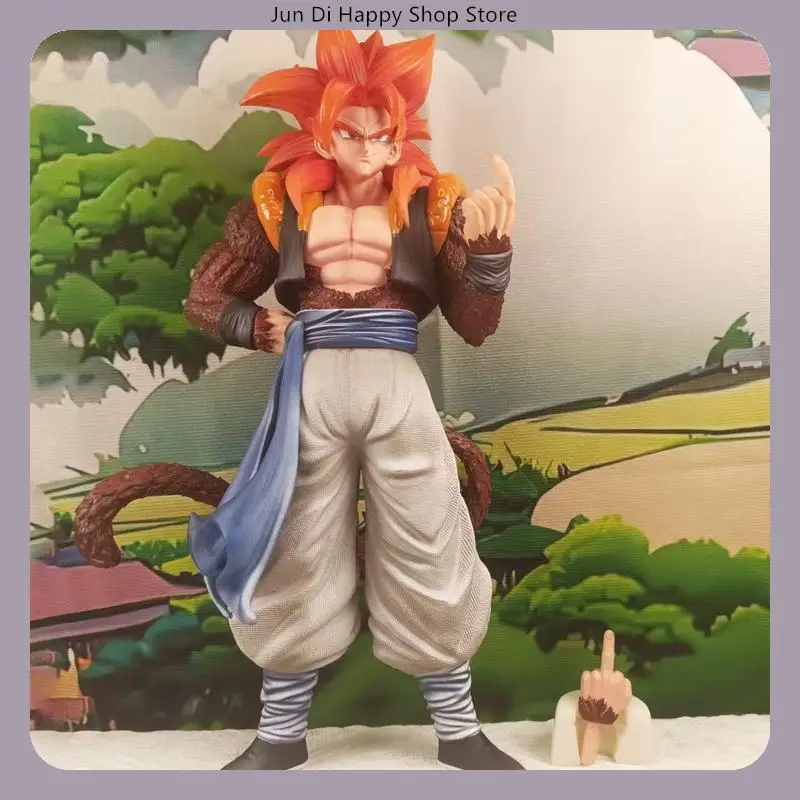 

31.5cm Dragon Ball Super Saiyan 4 Gogeta Standing Pose with Dual Hand Gestures Anime Figure Model Statue Collection Desktop Deco