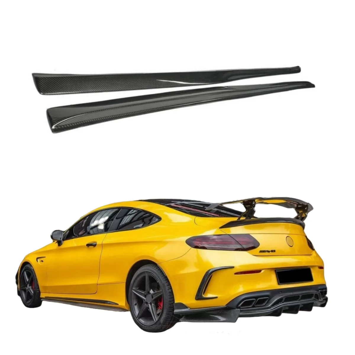 W205 PSM Style Carbon Fiber Side Skirt For Benz C Class W205 Side Bumper Lip