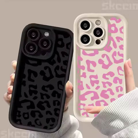 Pink Leopard Liquid Silicone Phone Case For Samsung Galaxy A15 A35 A55 A54 S25 Ultra S24 S23 Plus S22 S21 S20 FE Cover