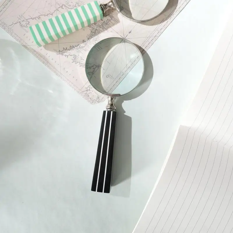 

Круглая лупа со стеклянной линзой с линейным узором для четкого зрения, портативный ручной увеличительный инструмент для чтения, рукоделия и хобби