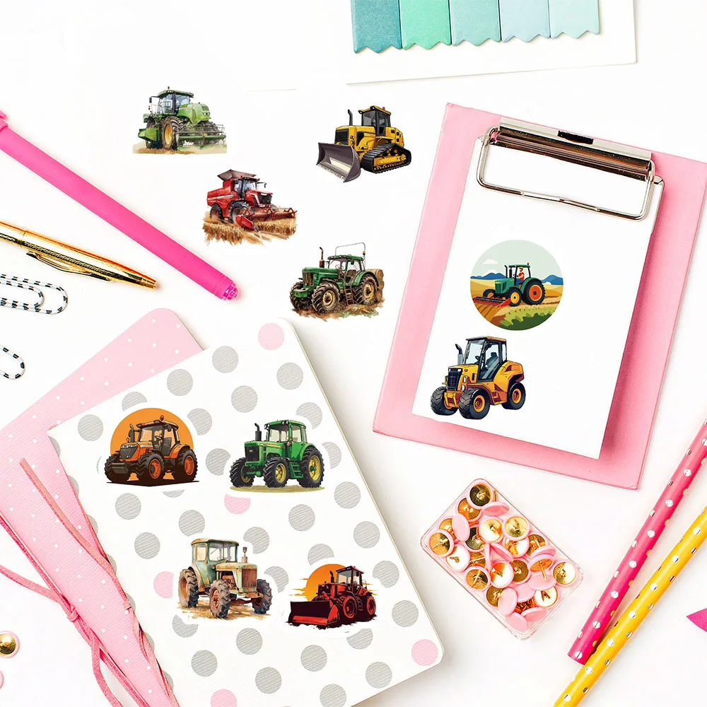 500PCS Cartoon Tractor Roll Stickers Skateboard Art Picture Laptops Graffiti PVC Waterproof Aesthetic Community Dormitory Sticke
