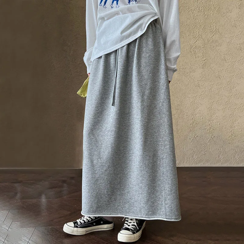 Spódnica damska HKSH Luxi Fashion, codzienna, o luźnym kroju, w kształcie litery A, z podwiniętym brzegiem, wyszczuplająca, z elastyczną talią, idealna na jesień, model HK11735