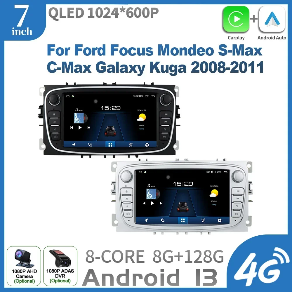 

7inch Android OS Car Radio For Ford Focus Mondeo S-Max C-Max Galaxy Kuga 2008-2011 Multimedia GPS Wireless Carplay Screen Stereo