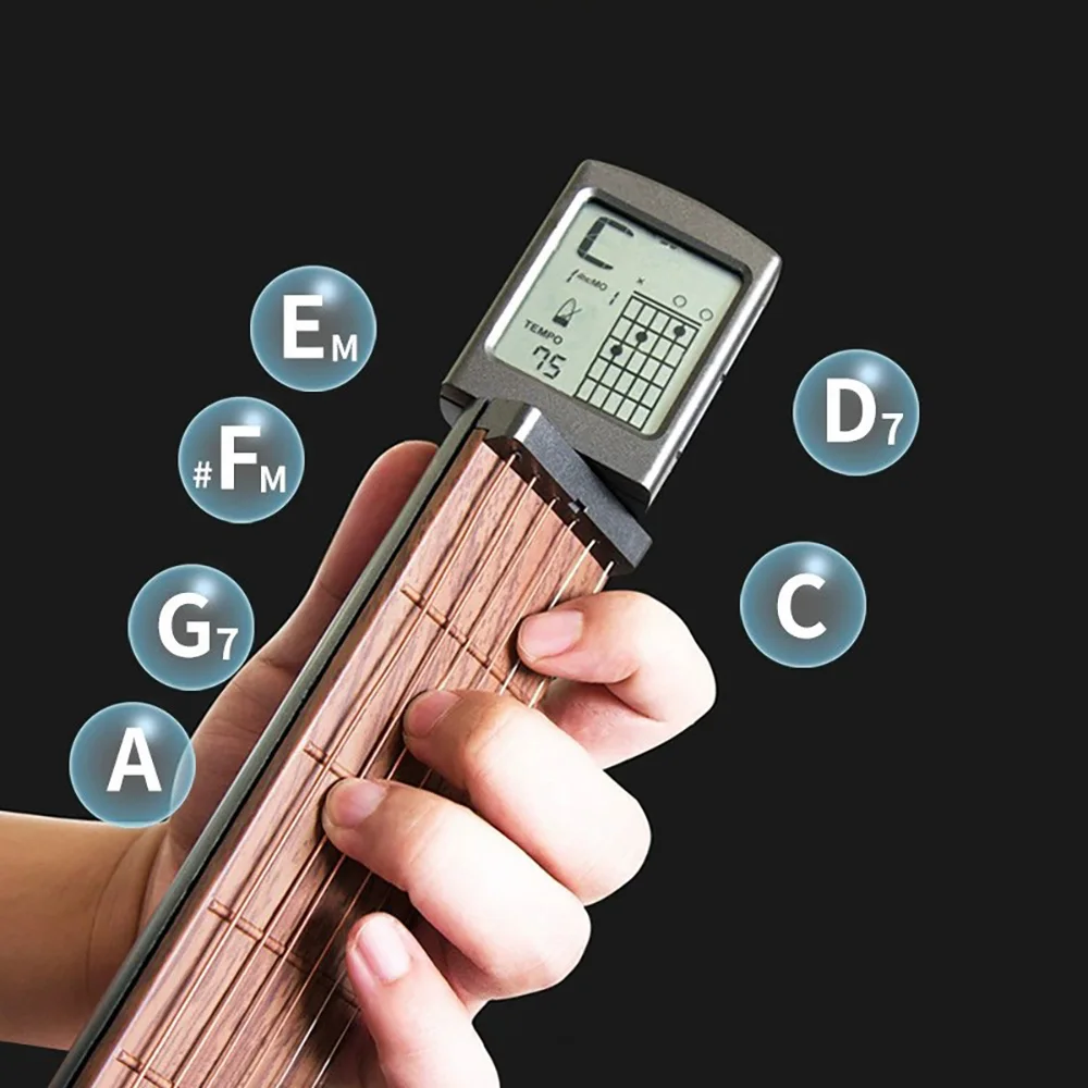 Pocket Guitar Chord Trainer Guitar Practice Tools Portable LCD Chord Learning Aid Tool For Guitar Accessories