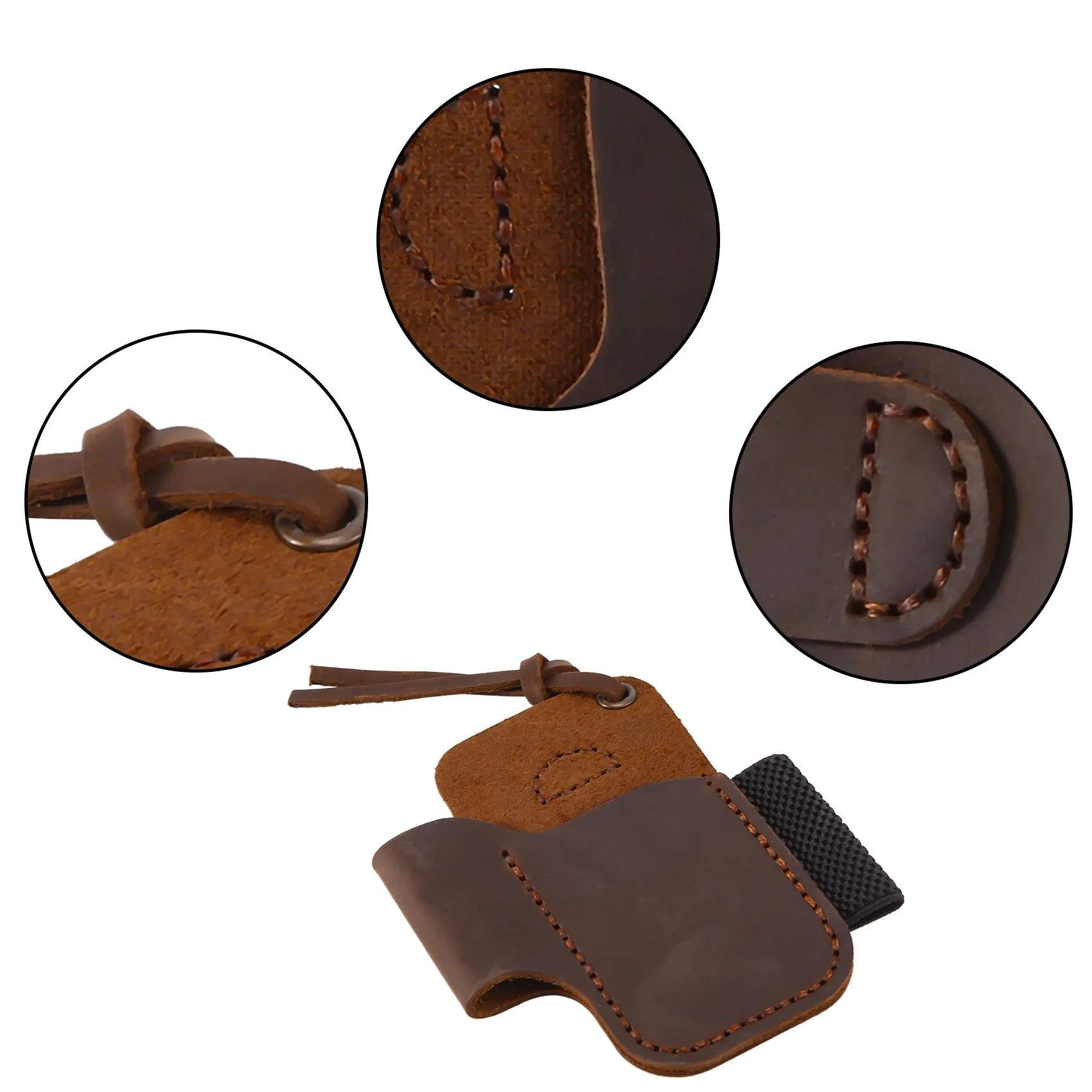 PZHI-Fodero in pelle fatto a mano Coltello pieghevole Porta torcia Strumento EDC