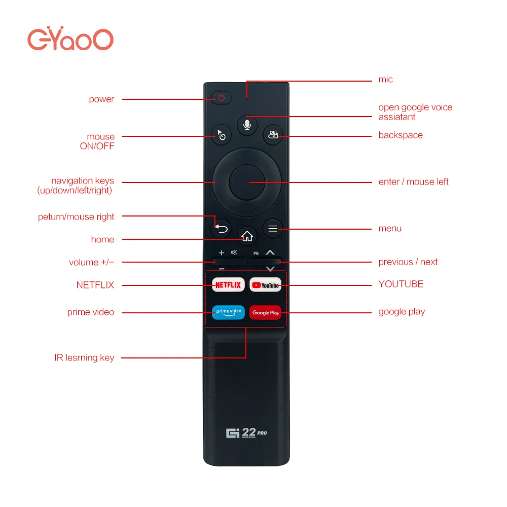 G22 PRO Voice Air Mouse Remote 2.4G Wireless Gyroscope IR learning Function for Android tv box HK1 H96 Max X96 mini