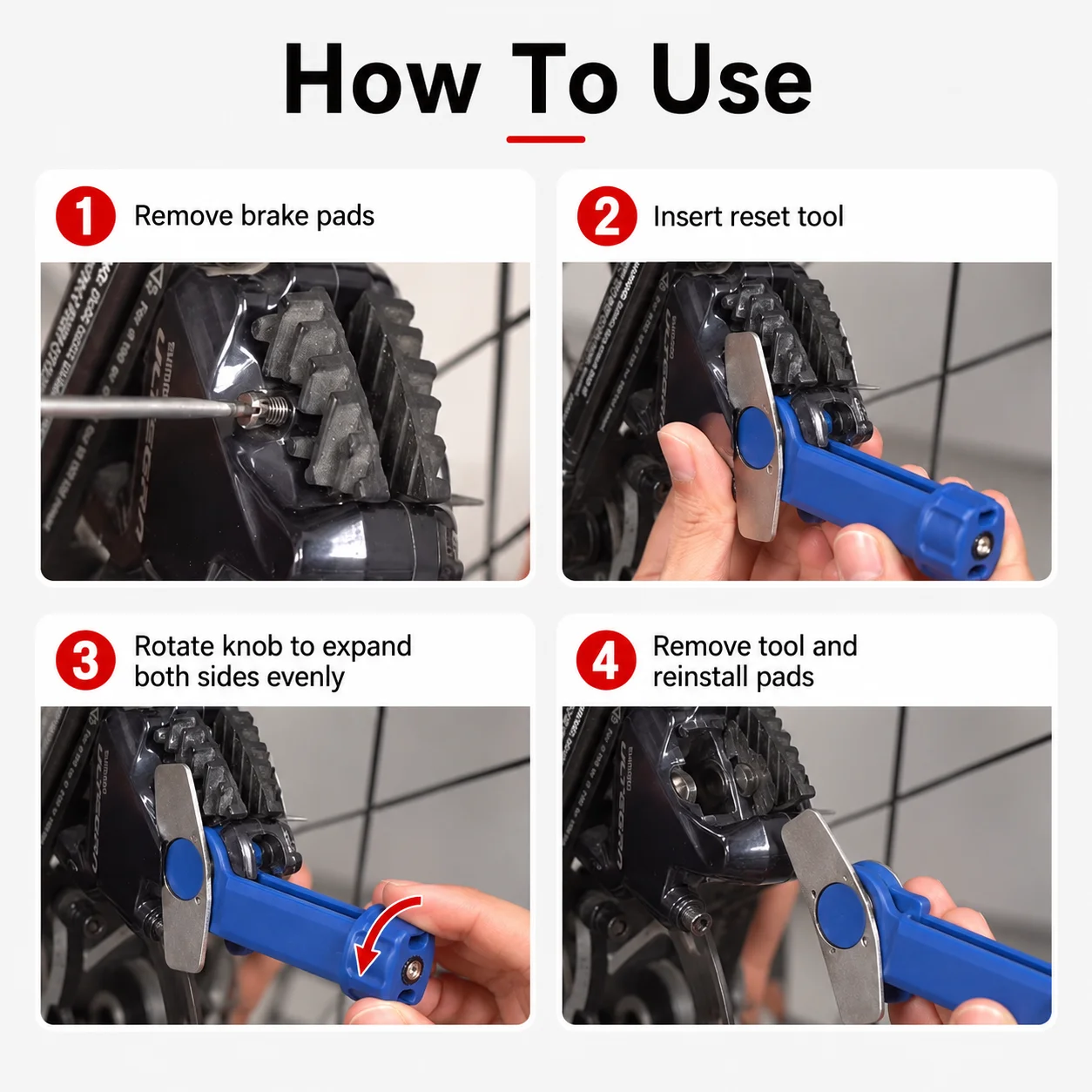 PINMOAP 1/2 Stück Fahrrad-Bremskolben-Rückstellwerkzeug Hydraulischer Scheibenbremssattel-Druckstößel für MTB-Rennrad-Bremsbelag-Einstellung und Reparatur – Detail 6