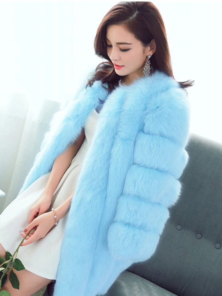 ZADORIN High Quality Winter Women Coats Luxury Faux Fox Fur Coat Thick Warm Long Fluffy Fur Jacket Pink Coat Bontjas