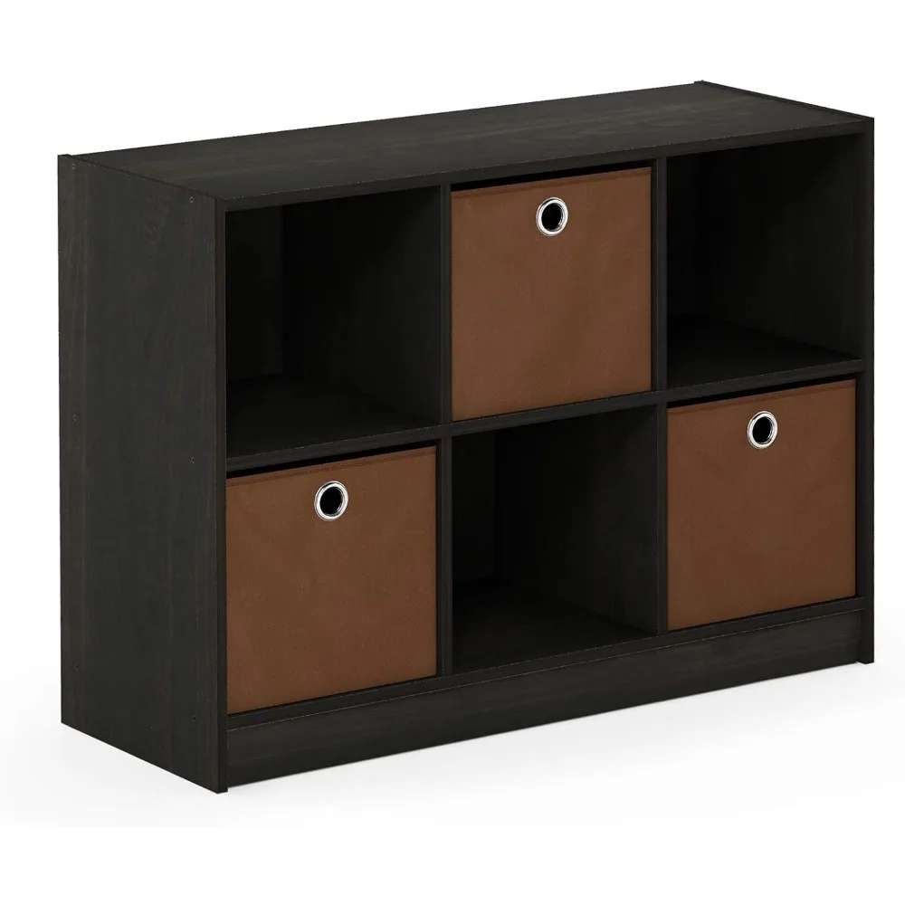 

Storage Shelf Espresso/Brown 3x2 Cube Storage Bookcase Organizer With Bins Book Living Room Furniture Home